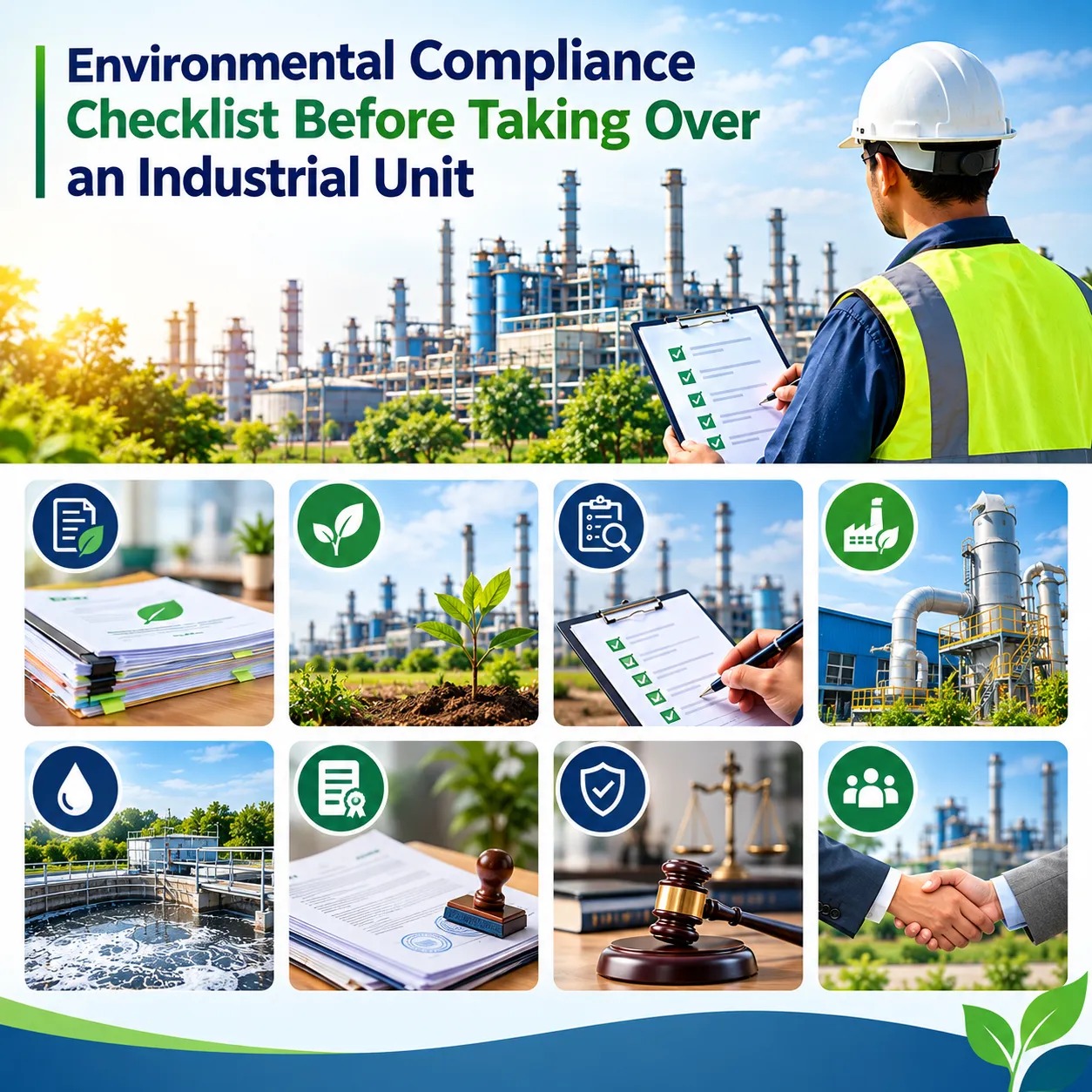 Environmental compliance professional reviewing an industrial consent checklist